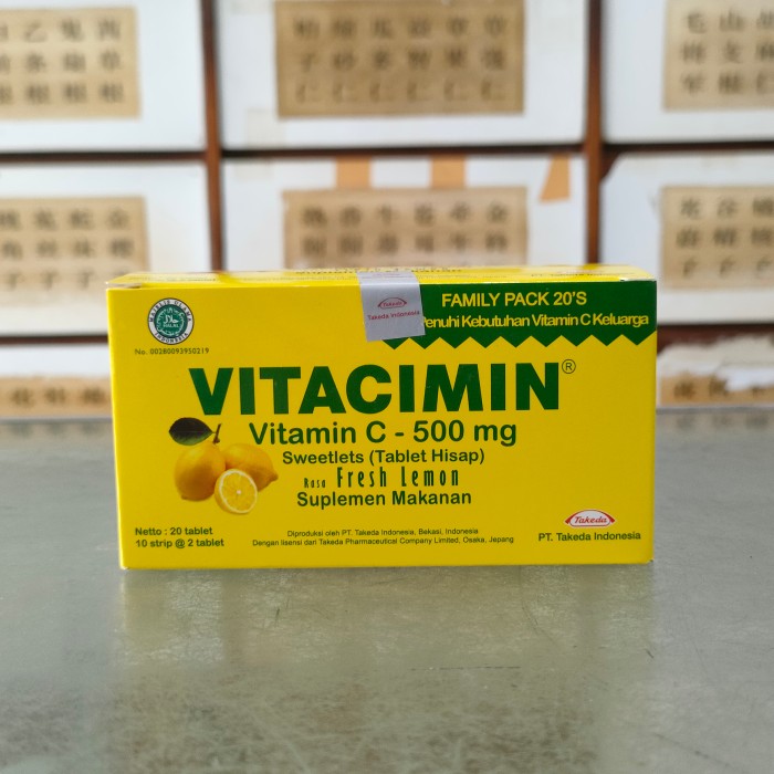 Vitacimin Vitamin C 500mg 1 box isi 20 tablet - Fresh Lemon