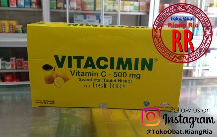 Vitacimin Vitamin C 500mg 1 box isi 100 tablet - Fresh Lemon