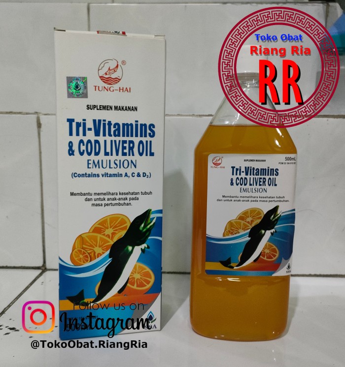 TUNGHAI TRI-VITAMINS & COD LIVER OIL EMULSION - MINYAK IKAN 500ml