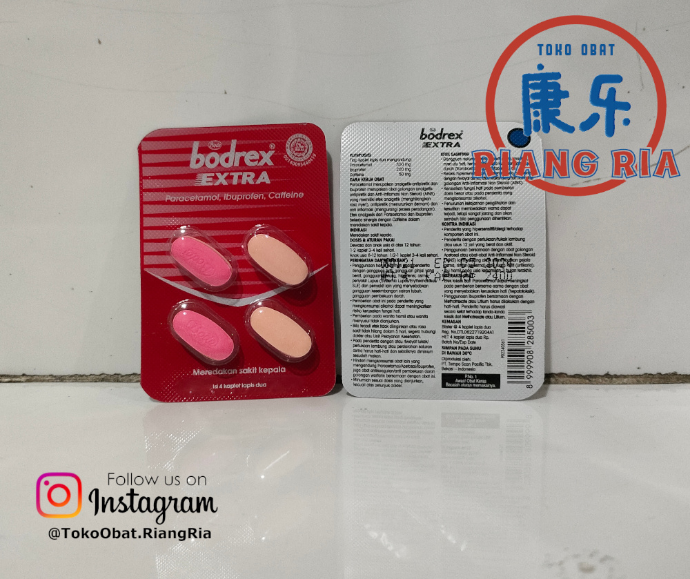 Bodrex Extra (strip isi 4 tablet) - meredakan sakit kepala